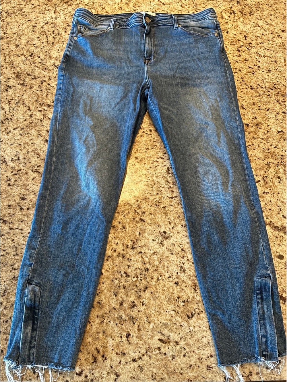 Fashion Nova Women's Blue Denim Jeans Size 15 with Ankle Zipper and Raw Hem